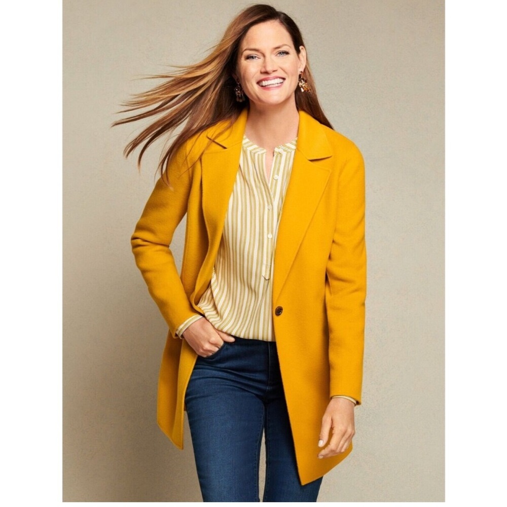 Women's Mustard Yellow Coat Talbots wool blazer size 6 - Picture 3 of 12